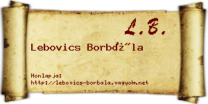 Lebovics Borbála névjegykártya